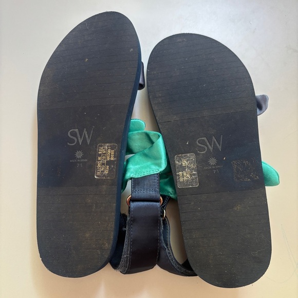 Stuart Weitzman Bandeau Sport Sandal Teva Style Satin Bow Strap Size 7.5 Adjusts - Picture 8 of 10